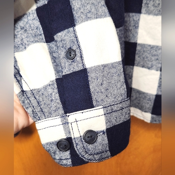 J Crew Blue Buffalo Plaid Wood Blend 3/4 Zip-Up Popover Shirt Jacket XS - Picture 8 of 9